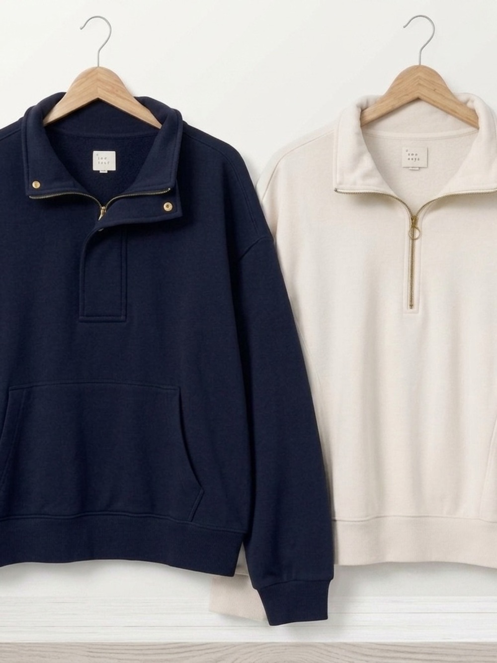 a new day Women's Half-Zip Pullover Sweatshirt Bundle in Navy + Cream XXL